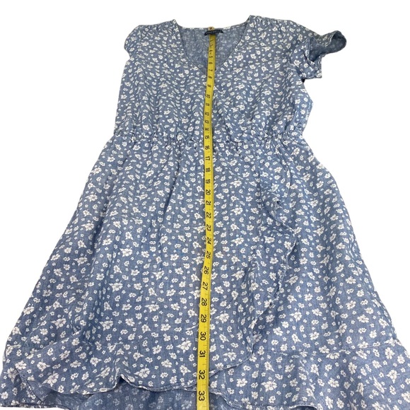 J. Crew Factory Printed chambray ruffle faux-wrap dress - Picture 11 of 11